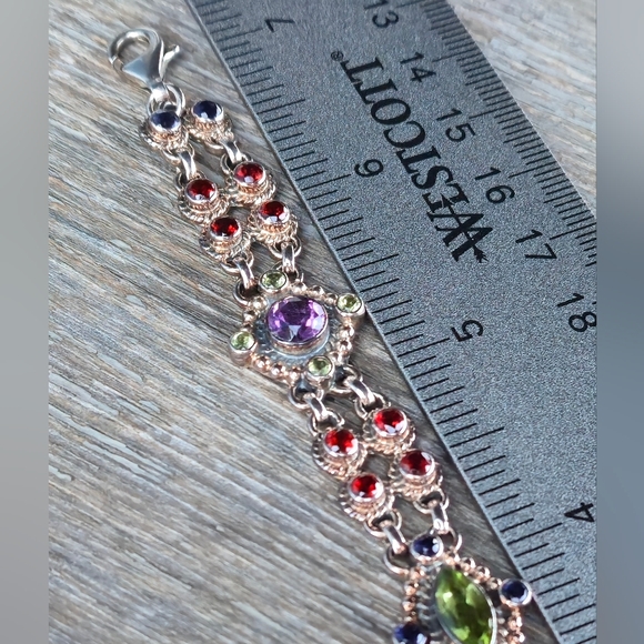 Nicky Butler 925 Sterling Silver Designer Amethyst Peridot Garnet Bracelet NB 💜 - Picture 7 of 16